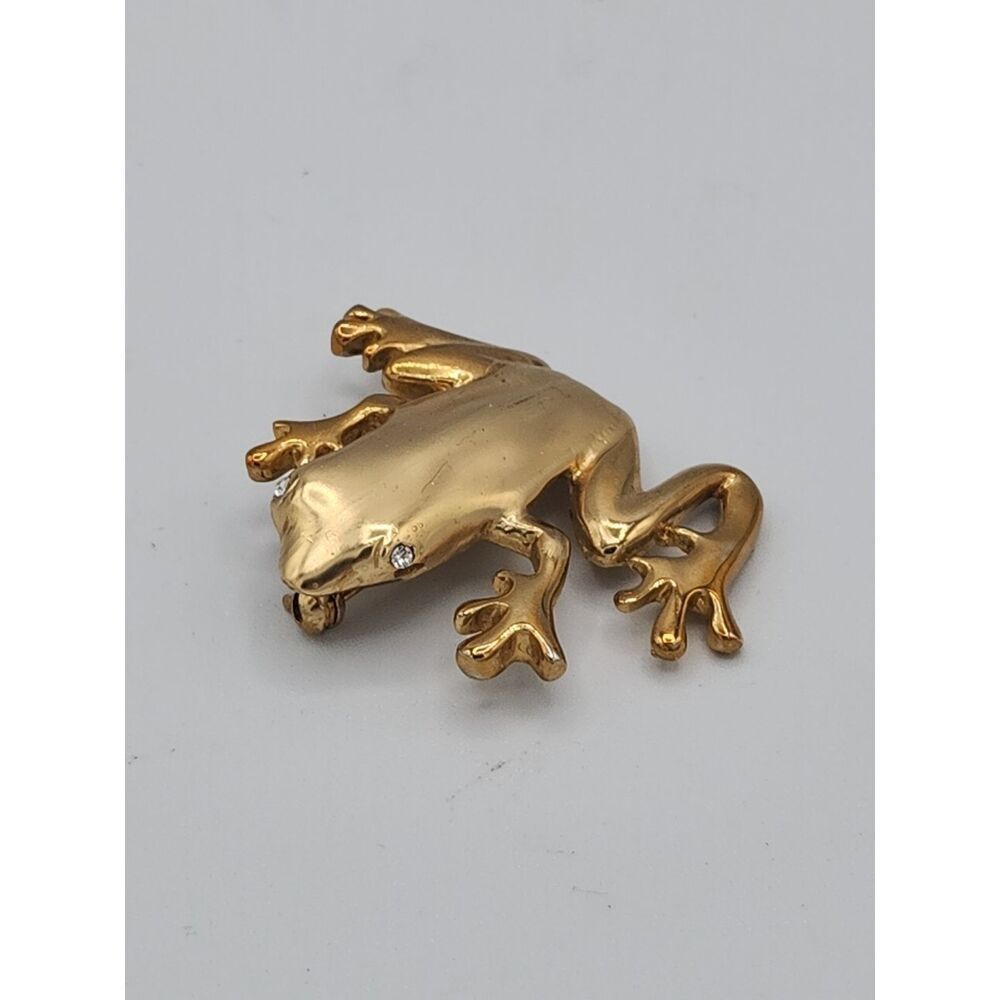 Vintage Gold Tone Frog Brooch